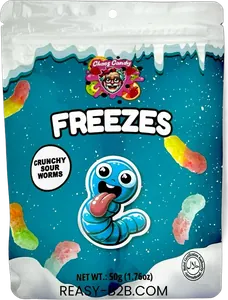 Chaos Candy FREEZES Crunchy Sour Worms Blue 50g
