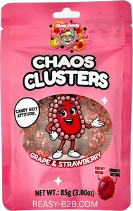 Chaos Candy Gummy Cluster Grape Strawberry Pink 85g