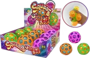 Squeeze Glitzer Ball mit Netz 8cm
